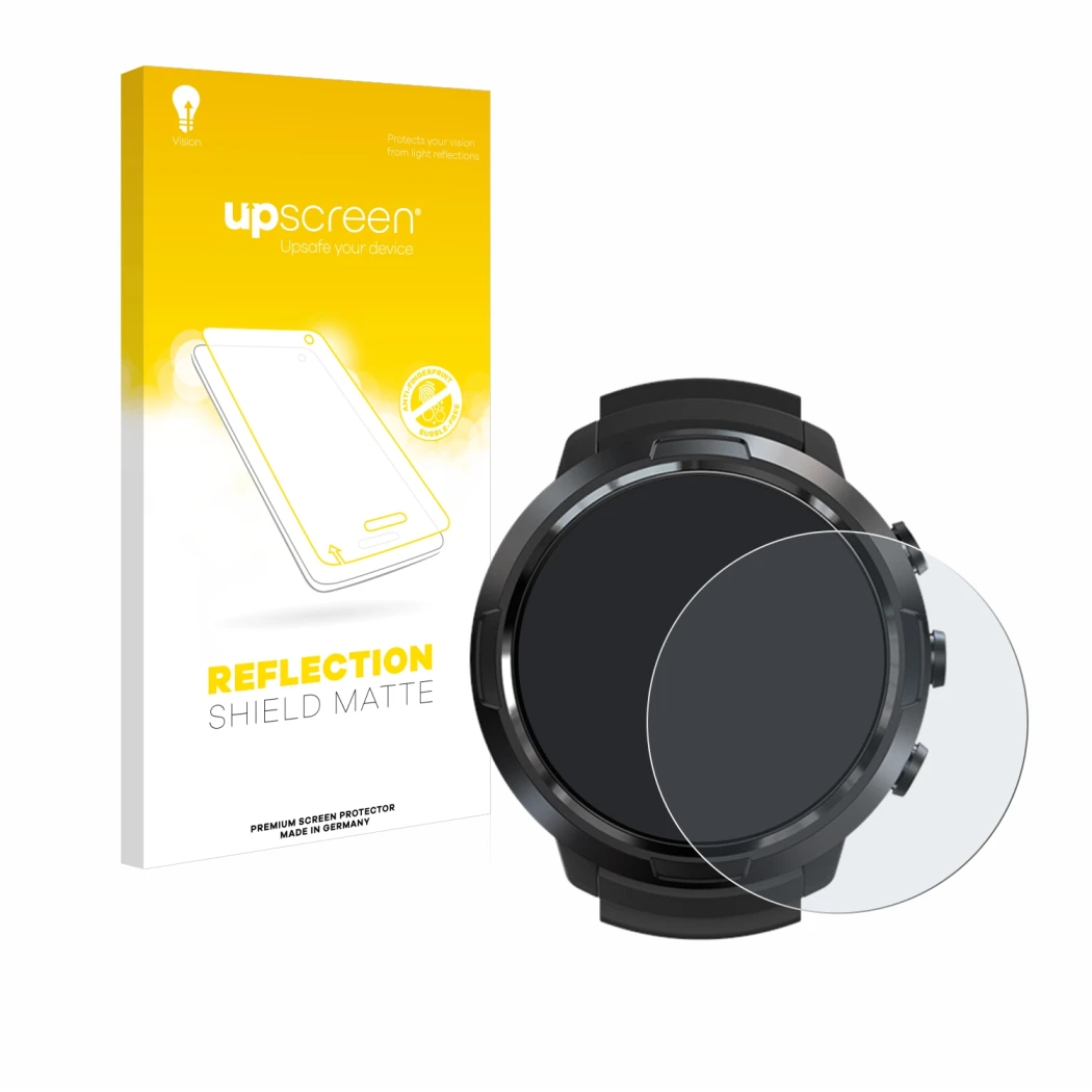 Vorderseite einer Produktverpackung mit dem Markenlogo upscreen. Daneben ist das Gerät Suunto D5 mit dem zugehörigen Displaysc