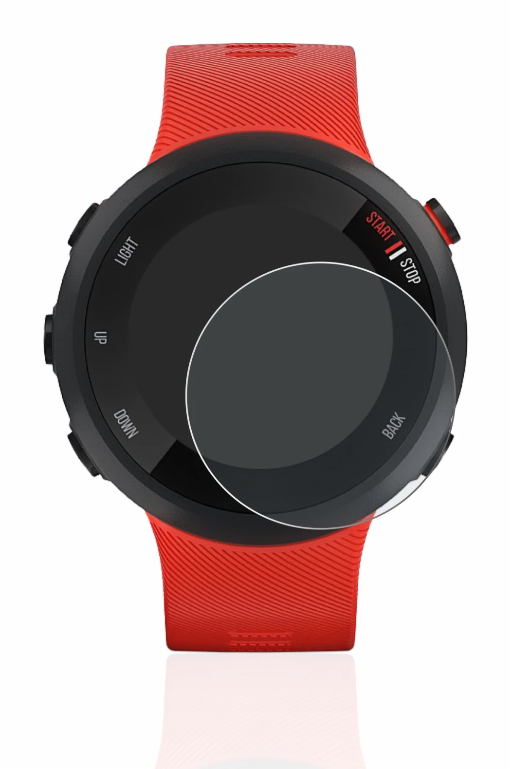 Abbildung des Geräts Garmin Forerunner 45 mit einer Vielzahl des Displayschutzes.
