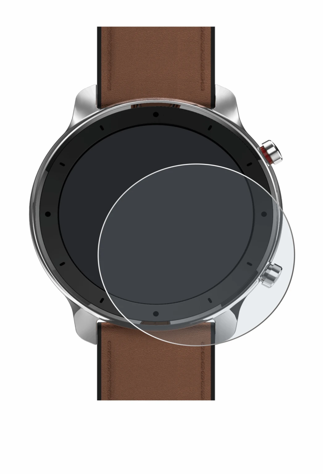 Abbildung des Geräts Huami Amazfit GTR (47 mm) mit einer Vielzahl des Displayschutzes.