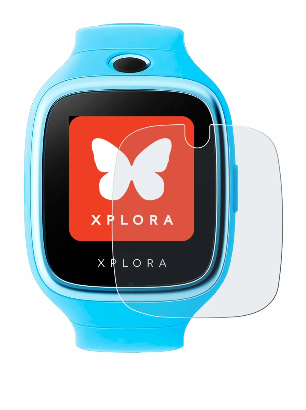 Abbildung des Geräts Xplora Go mit einer Vielzahl des Displayschutzes.
