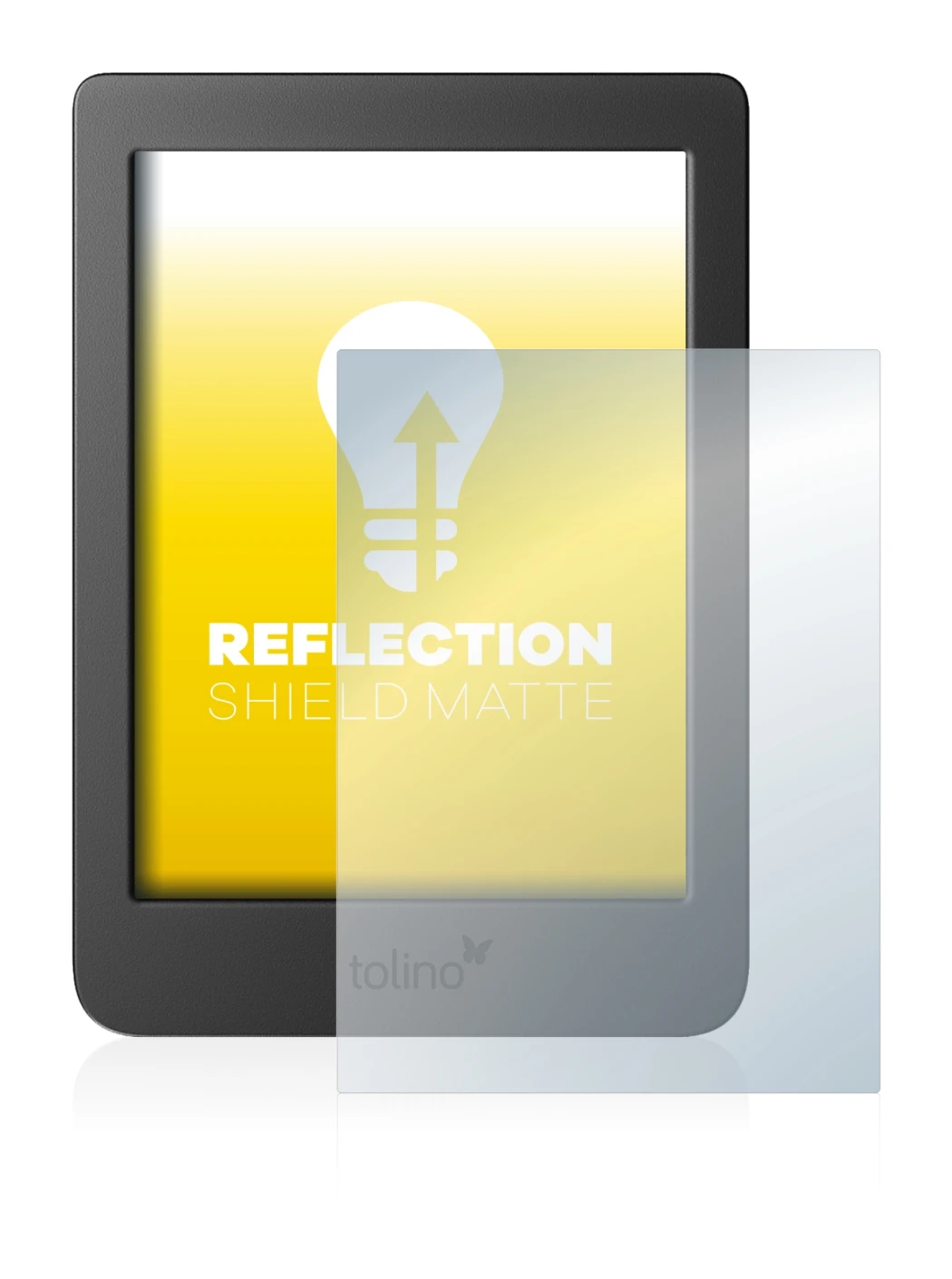 Abbildung des Geräts Tolino Page 2 mit einer Vielzahl des Displayschutzes.
