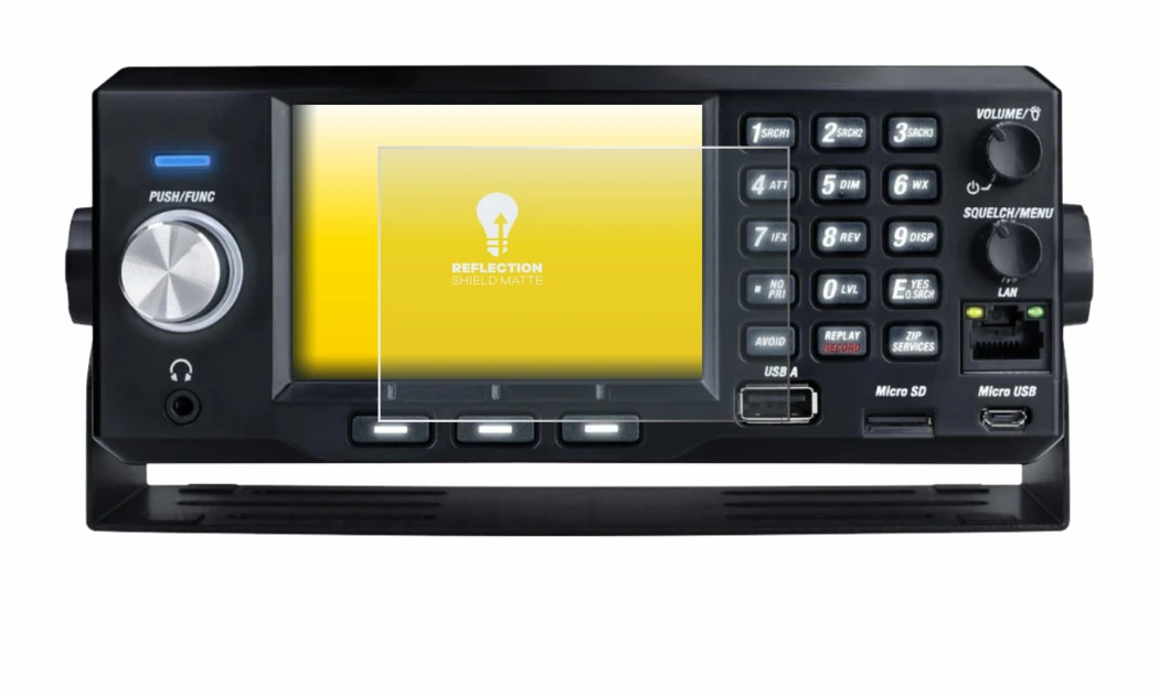 Abbildung des Geräts Uniden SDS200E mit einer Vielzahl des Displayschutzes.