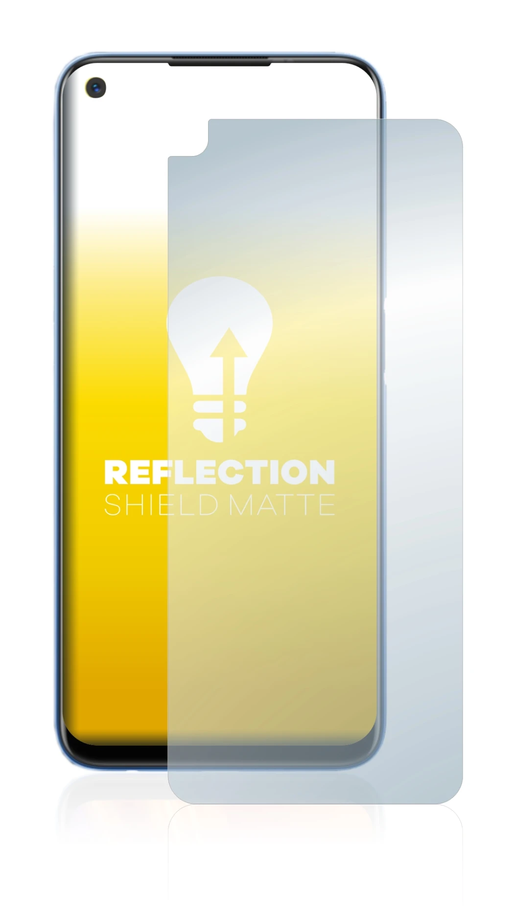Abbildung des Geräts realme 7 mit einer Vielzahl des Displayschutzes.