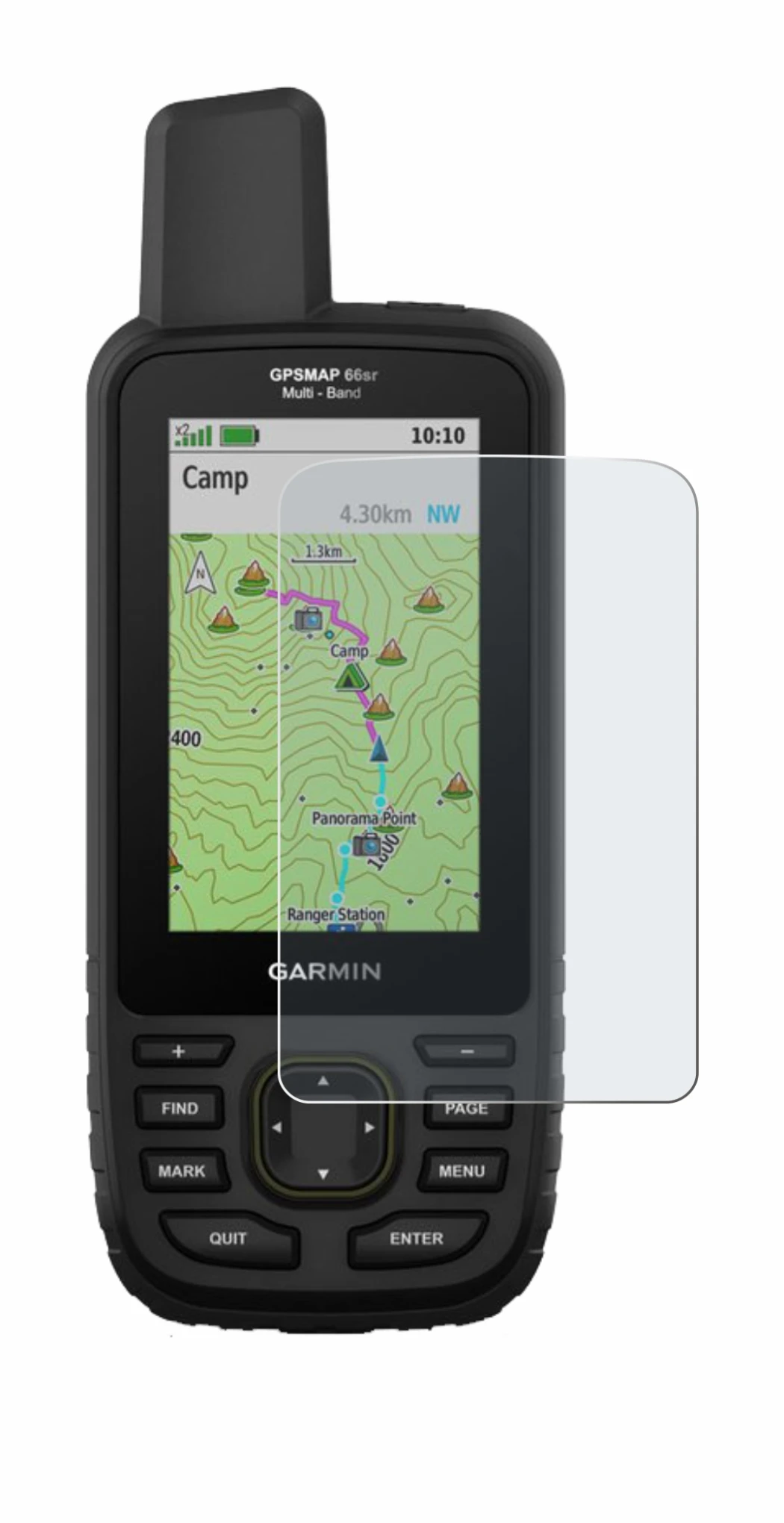 Abbildung des Geräts Garmin GPSMAP 66sr mit einer Vielzahl des Displayschutzes.
