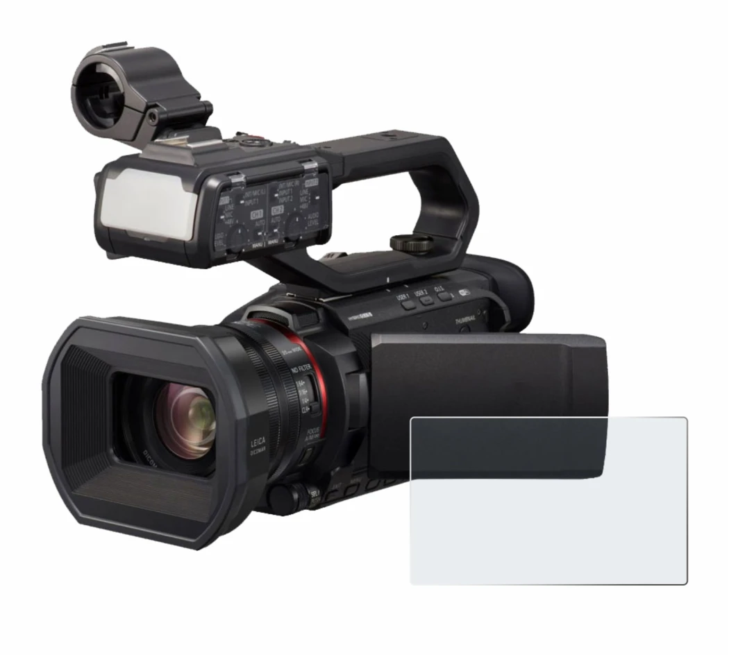Abbildung des Geräts Panasonic HC-X2000 mit einer Vielzahl des Displayschutzes.