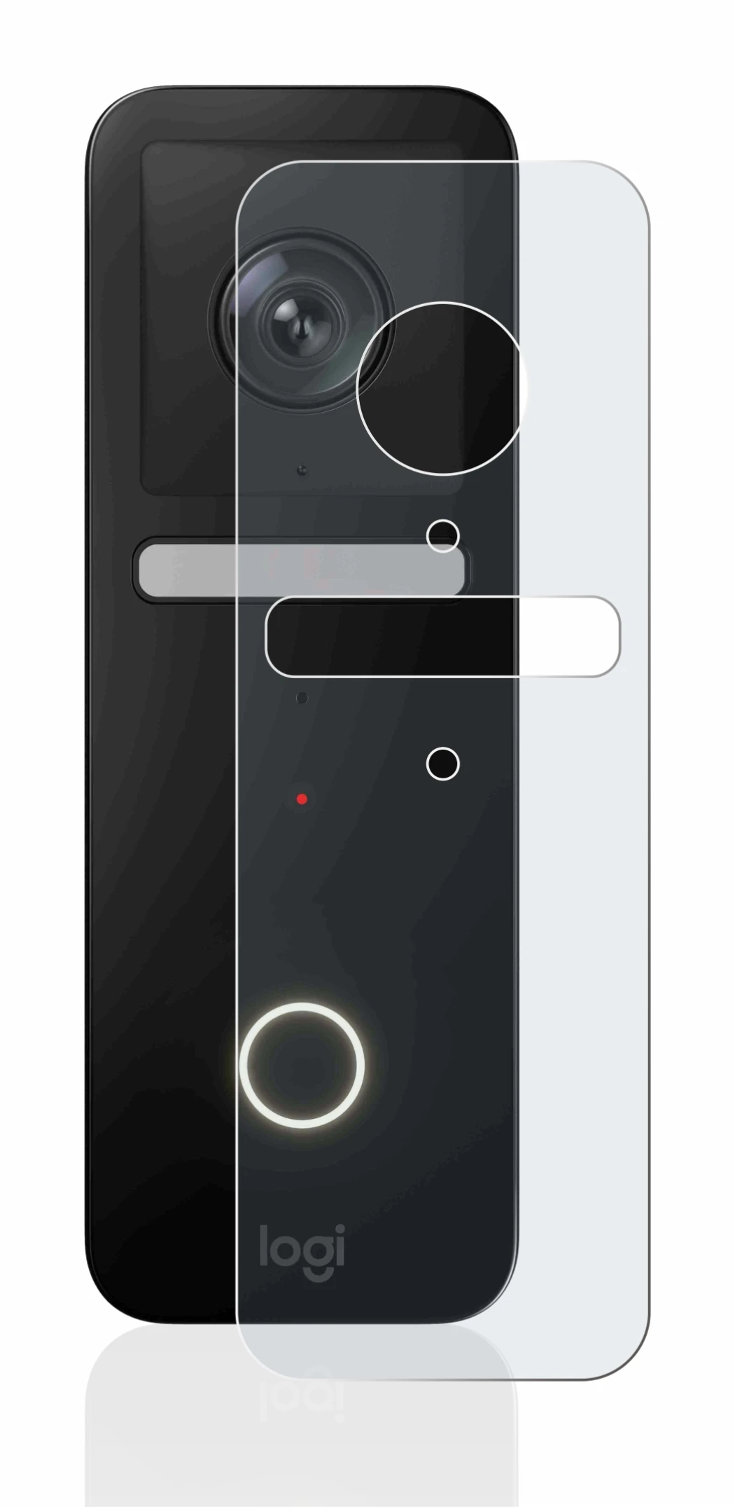 Abbildung des Geräts Logitech Circle View Doorbell mit einer Vielzahl des Displayschutzes.
