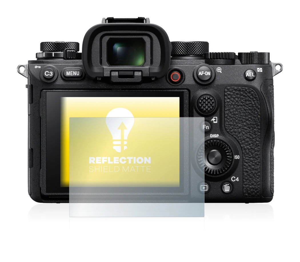 Abbildung des Geräts Sony Alpha 1 mit einer Vielzahl des Displayschutzes.