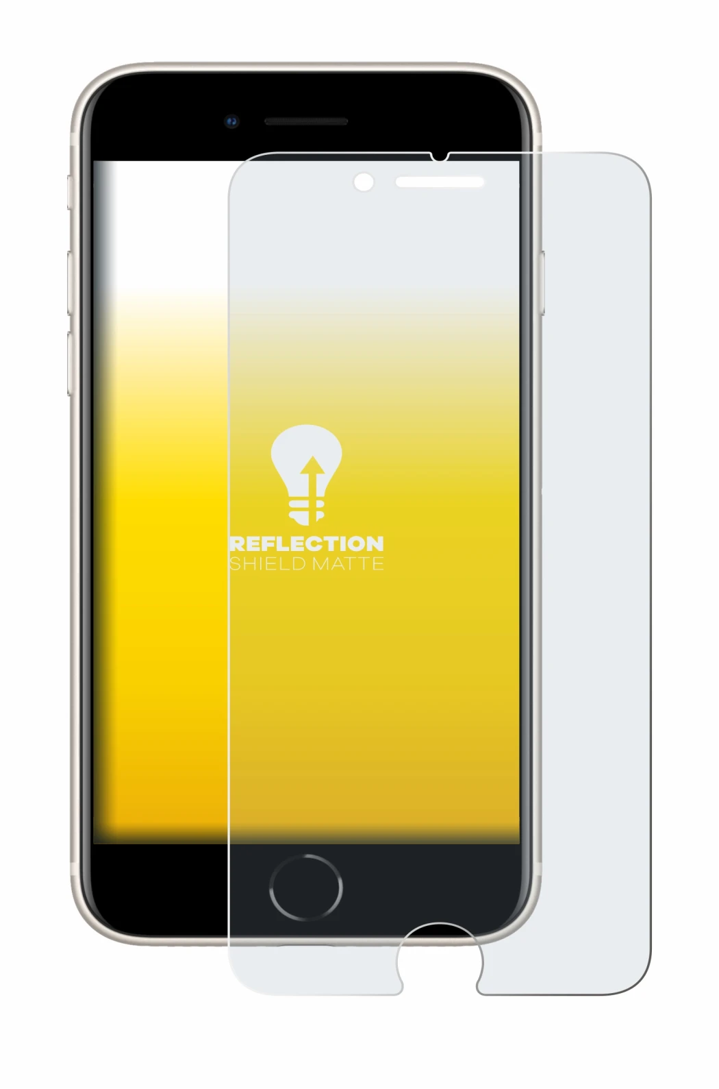 Abbildung des Geräts Apple iPhone SE 3 2022 mit einer Vielzahl des Displayschutzes.