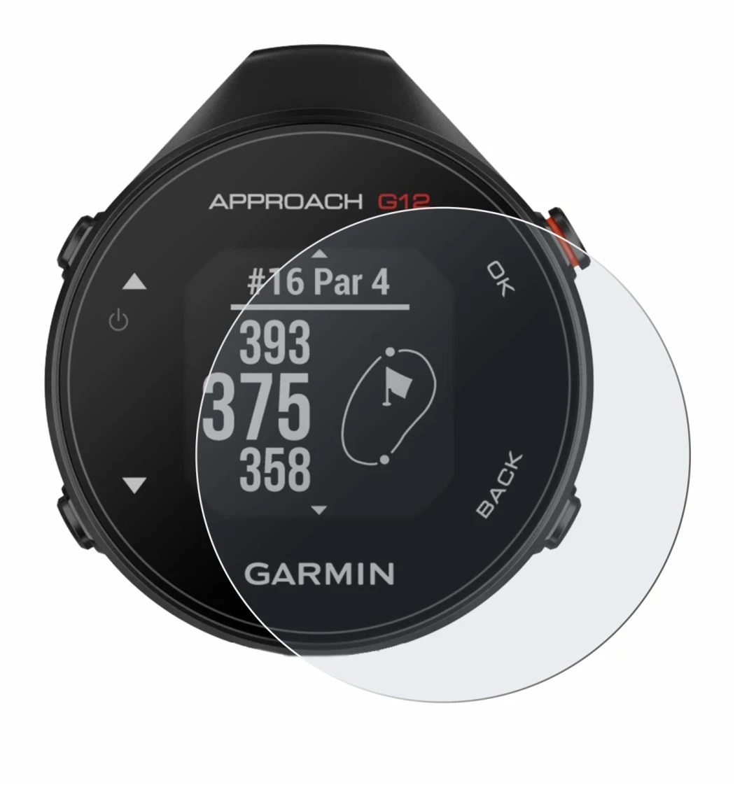 Abbildung des Geräts Garmin Approach G12 mit einer Vielzahl des Displayschutzes.