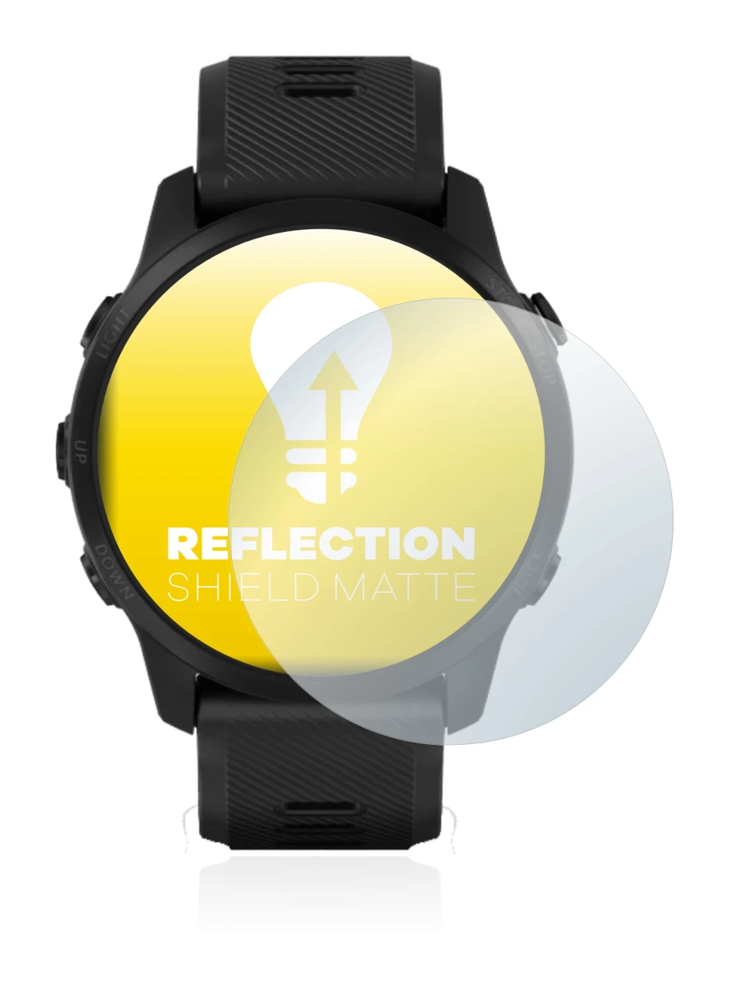 Abbildung des Geräts Garmin Forerunner 945 LTE mit einer Vielzahl des Displayschutzes.