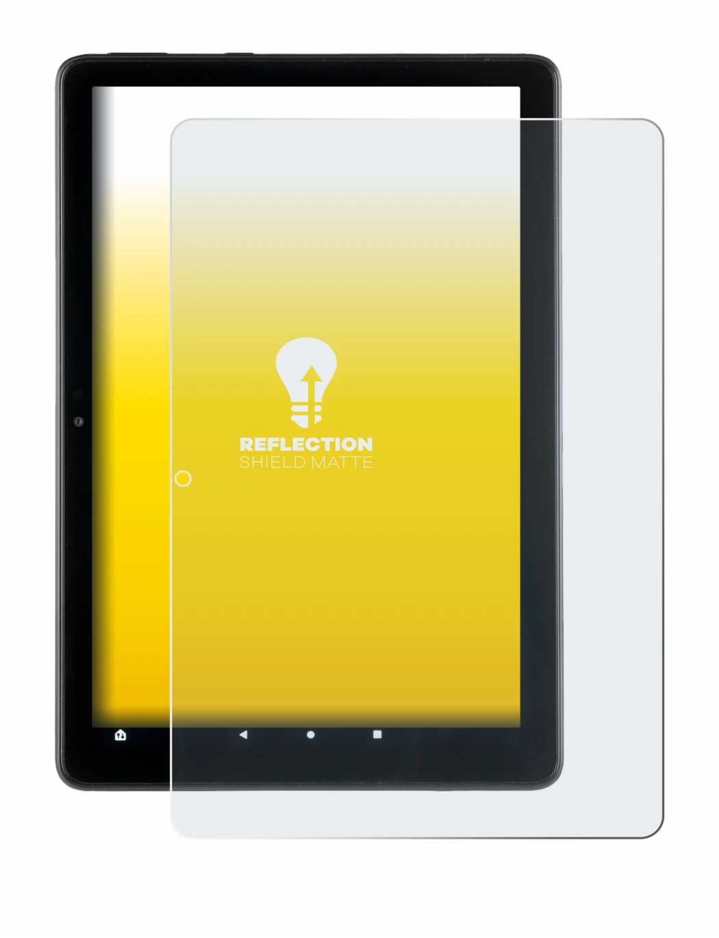 Abbildung des Geräts Amazon Fire HD 10 2021 (11. Gen.) mit einer Vielzahl des Displayschutzes.