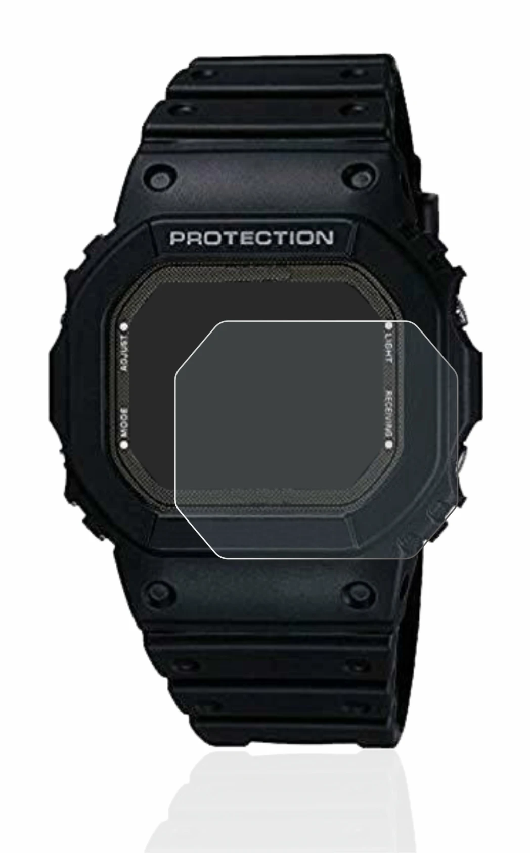Abbildung des Geräts Casio G-Shock GW-5000-1JF mit einer Vielzahl des Displayschutzes.