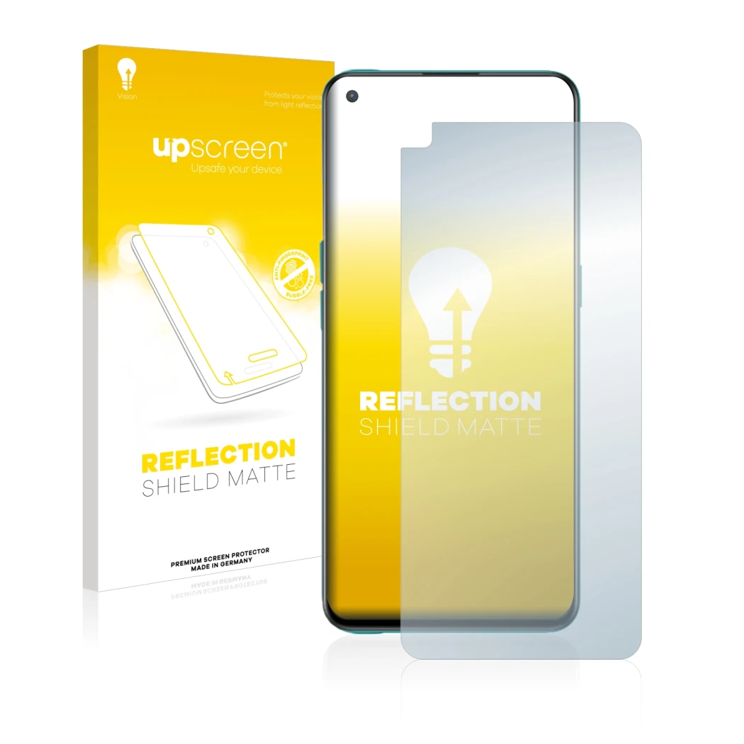 Vorderseite einer Produktverpackung mit dem Markenlogo upscreen. Daneben ist das Gerät OnePlus Nord CE 5G mit dem zugehörigen 