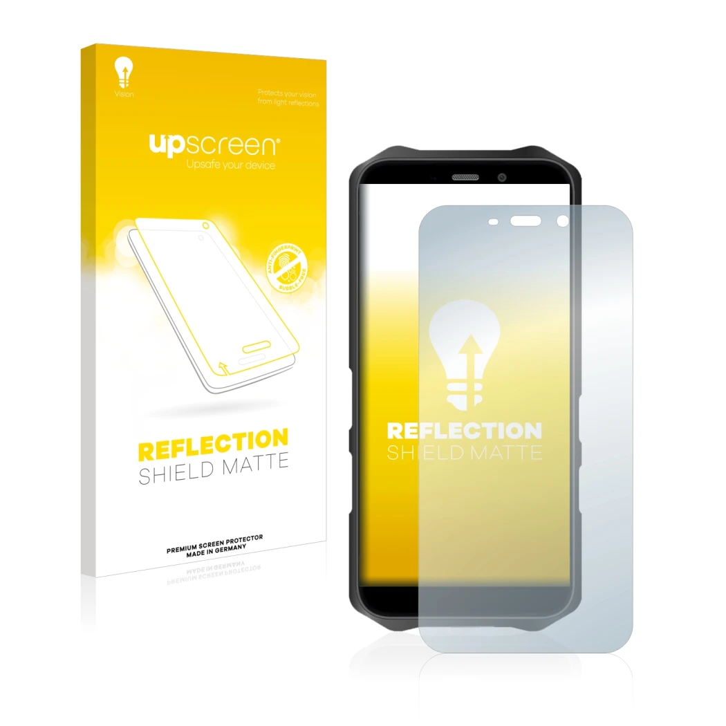 Vorderseite einer Produktverpackung mit dem Markenlogo upscreen. Daneben ist das Gerät Oukitel WP12 Pro mit dem zugehörigen Di