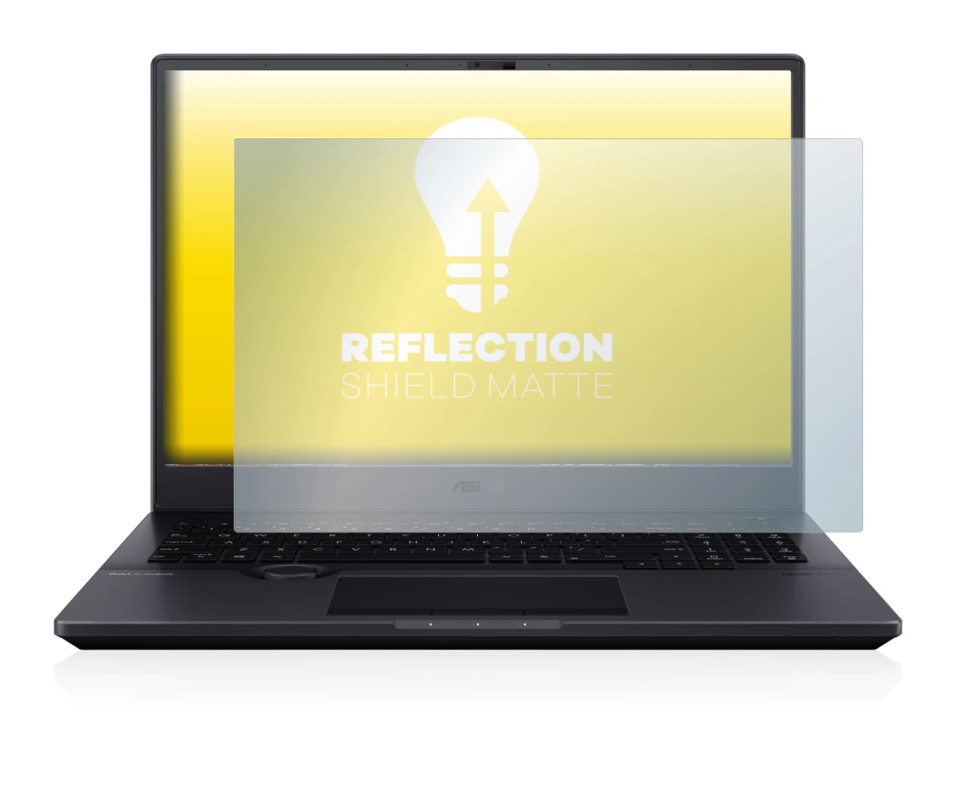 Abbildung des Geräts ASUS ProArt StudioBook Pro 16 OLED mit einer Vielzahl des Displayschutzes.