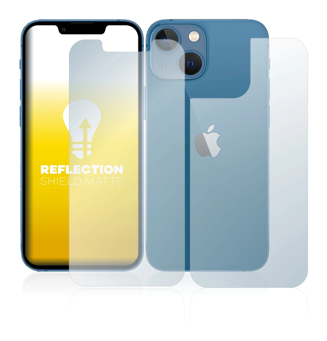 Abbildung des Geräts Apple iPhone 13 mini (Display+Rückseite) mit einer Vielzahl des Displayschutzes.