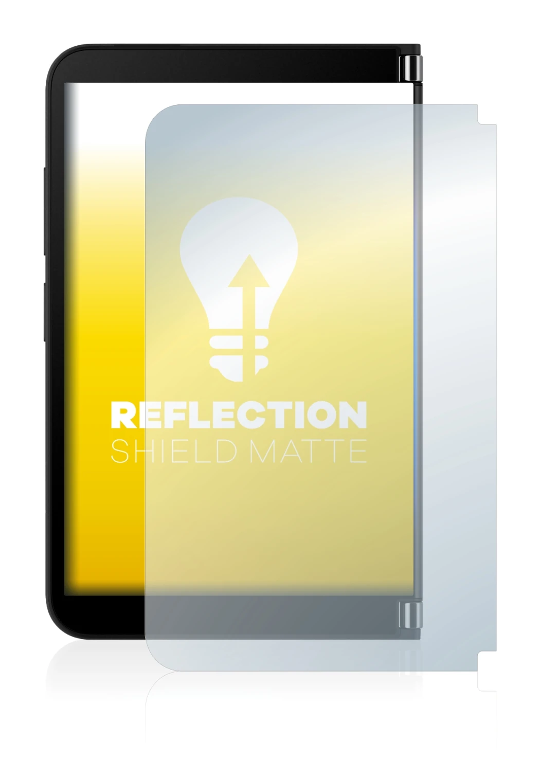 Abbildung des Geräts Microsoft Surface Duo 2 (Äußeres Display) mit einer Vielzahl des Displayschutzes.