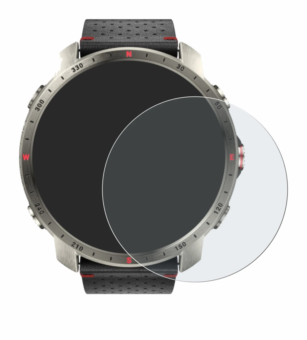 Abbildung des Geräts Polar Grit X Pro Titan mit einer Vielzahl des Displayschutzes.