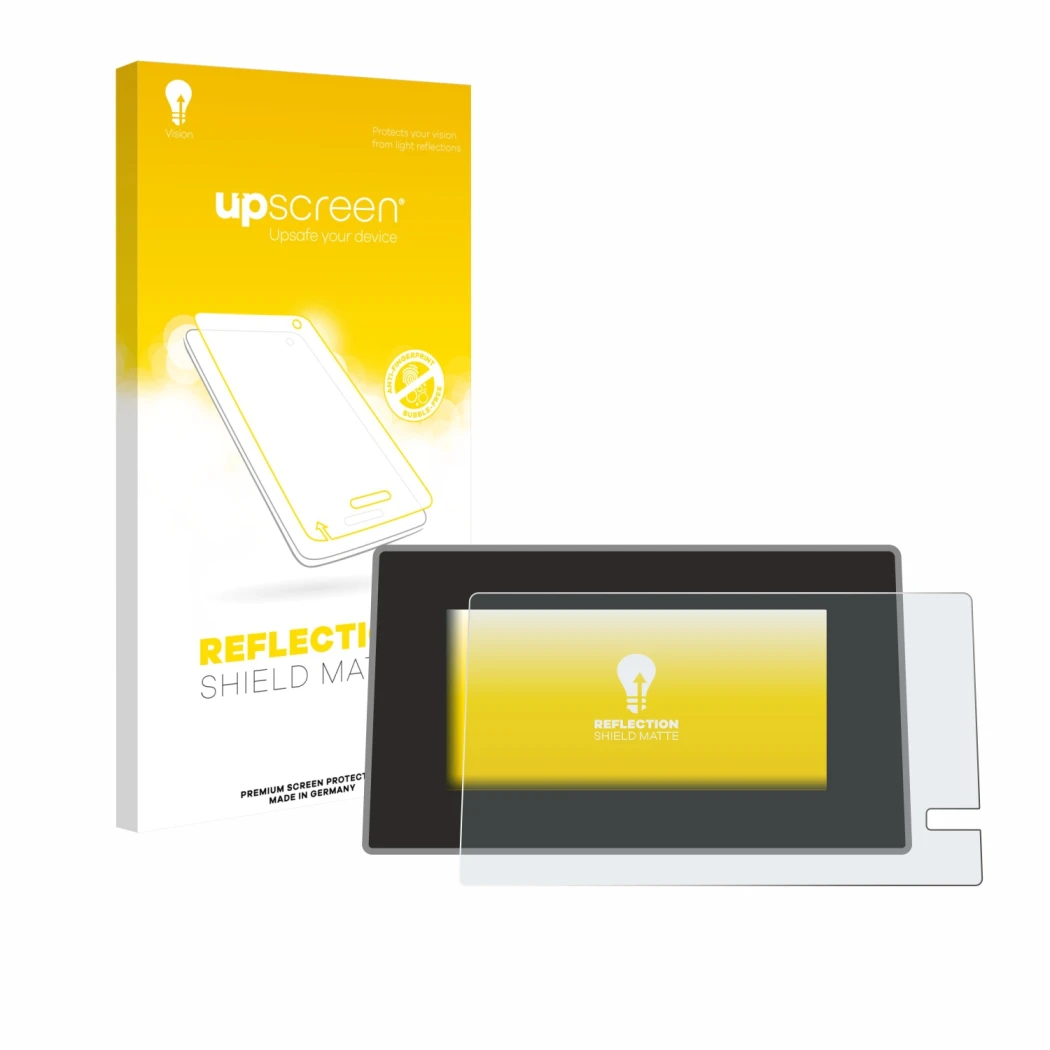 Vorderseite einer Produktverpackung mit dem Markenlogo upscreen. Daneben ist das Gerät Renault Trafic 2021 Easy Link 8