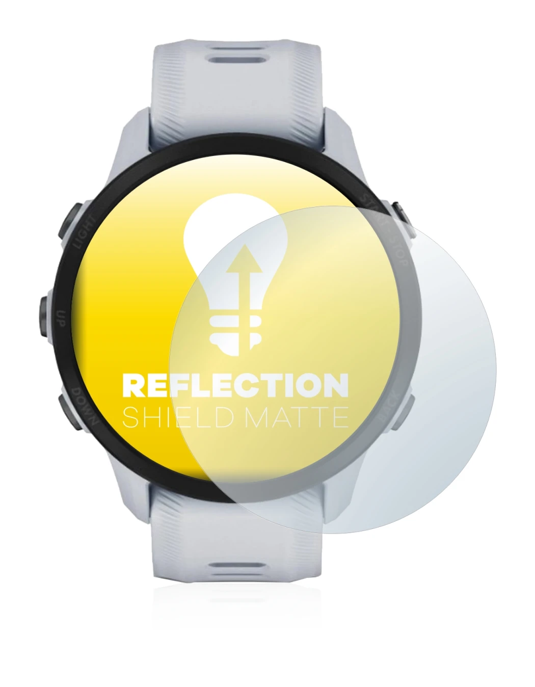 Abbildung des Geräts Garmin Forerunner 955 Solar mit einer Vielzahl des Displayschutzes.