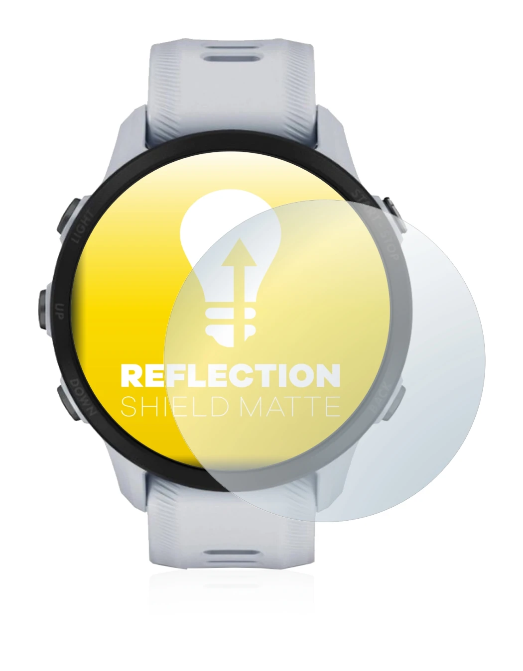 Abbildung des Geräts Garmin Forerunner 955 mit einer Vielzahl des Displayschutzes.