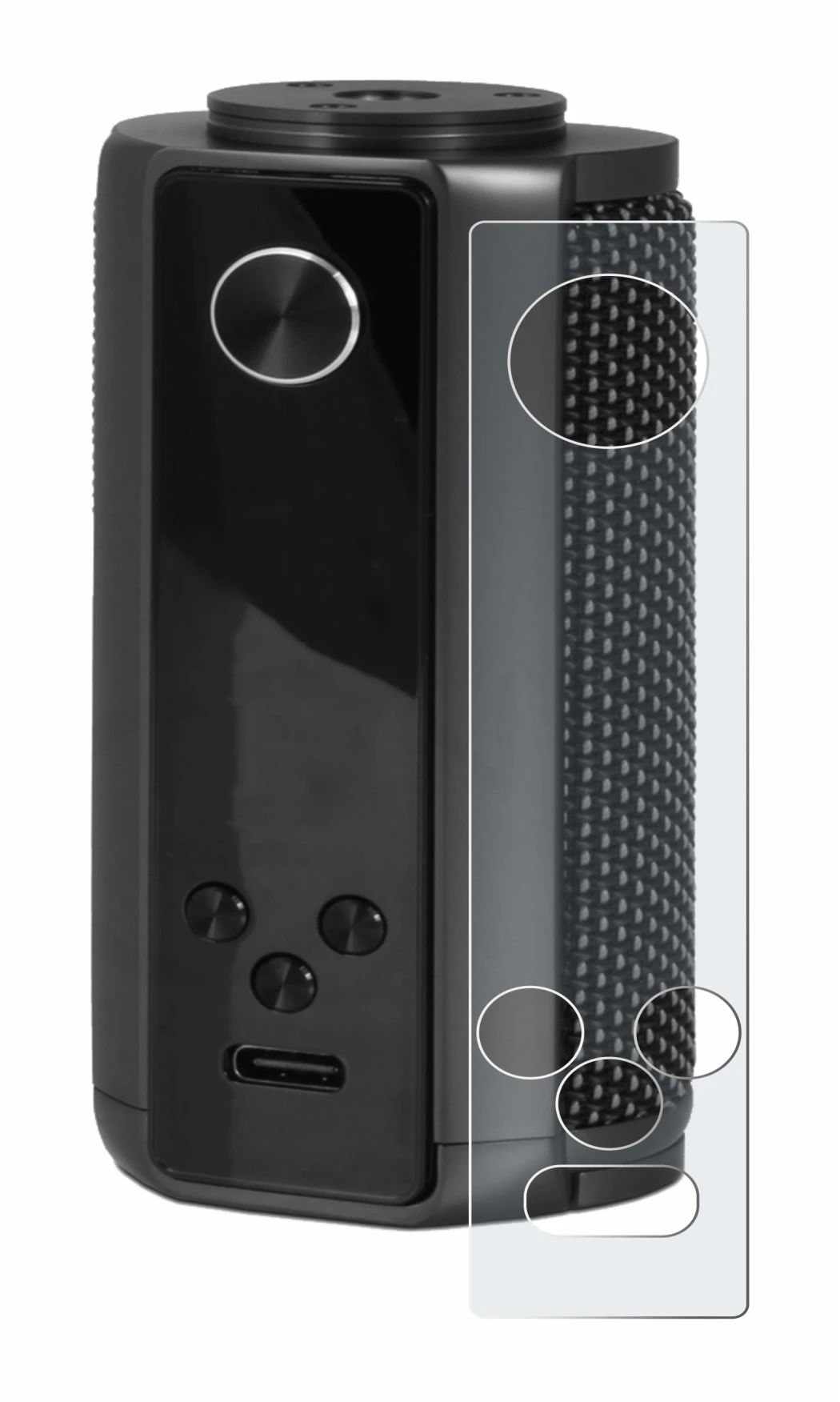 Abbildung des Geräts Vaporesso Target 200 Mod mit einer Vielzahl des Displayschutzes.