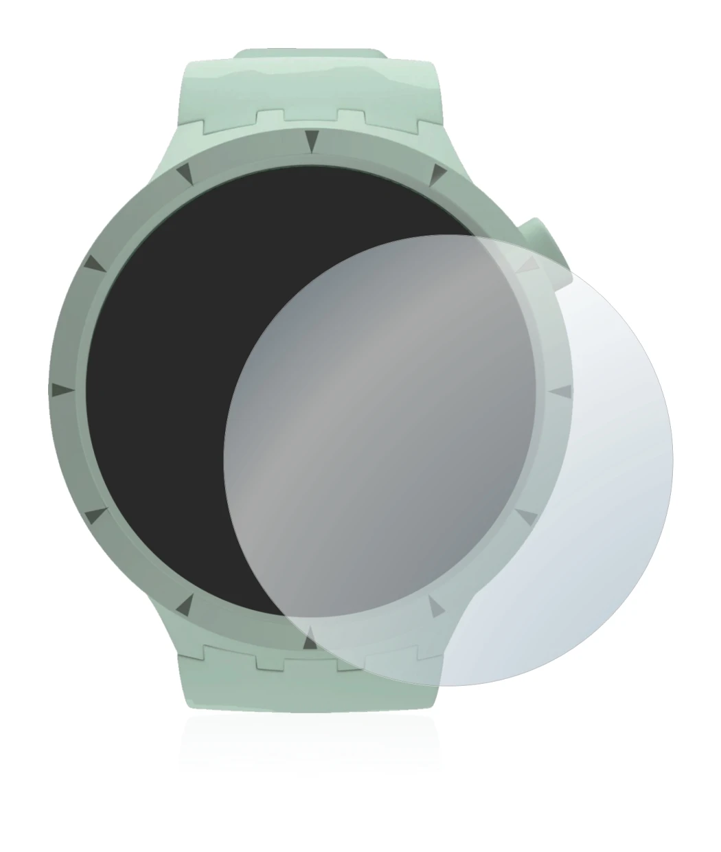 Abbildung des Geräts Swatch Big Bold Bioceramic mit einer Vielzahl des Displayschutzes.