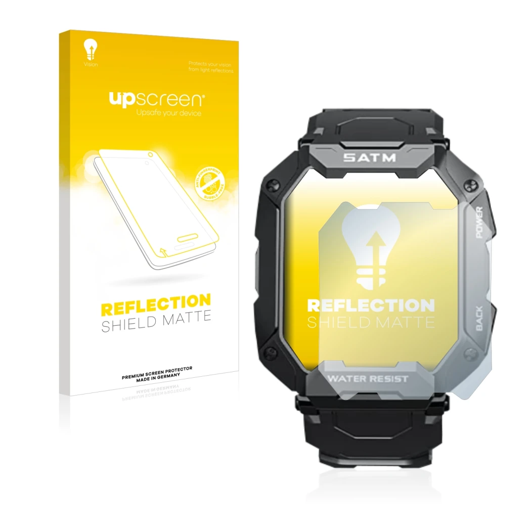 Vorderseite einer Produktverpackung mit dem Markenlogo upscreen. Daneben ist das Gerät Bengux C20 mit dem zugehörigen Displays