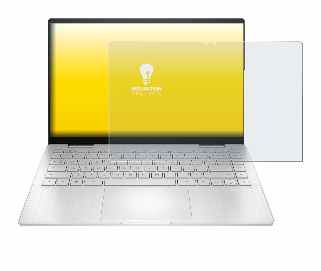 Abbildung des Geräts HP Pavilion x360 2-in-1 (14-ekX) mit einer Vielzahl des Displayschutzes.