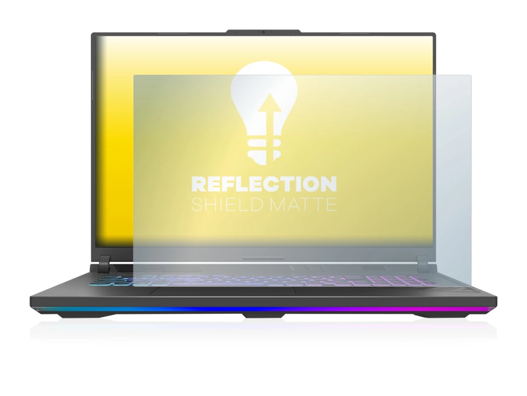 Abbildung des Geräts ASUS ROG Strix G18 G814 2023 mit einer Vielzahl des Displayschutzes.