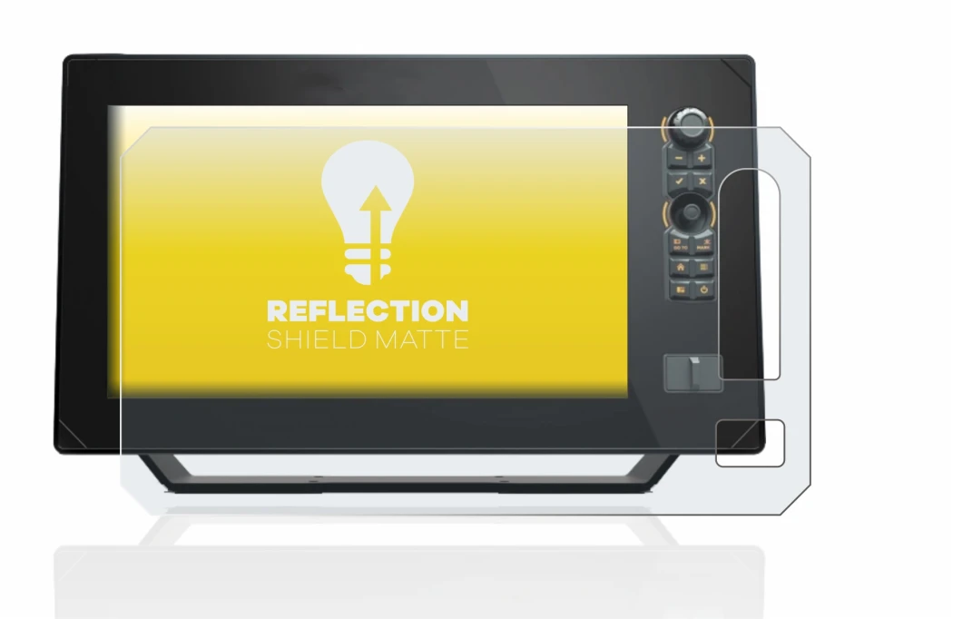 Abbildung des Geräts Humminbird Apex 13 MEGA SI+ mit einer Vielzahl des Displayschutzes.