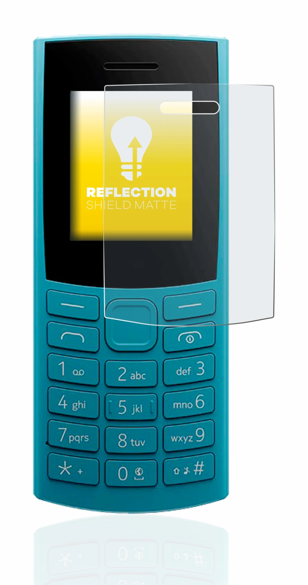 Abbildung des Geräts Nokia 105 4G (2023) mit einer Vielzahl des Displayschutzes.