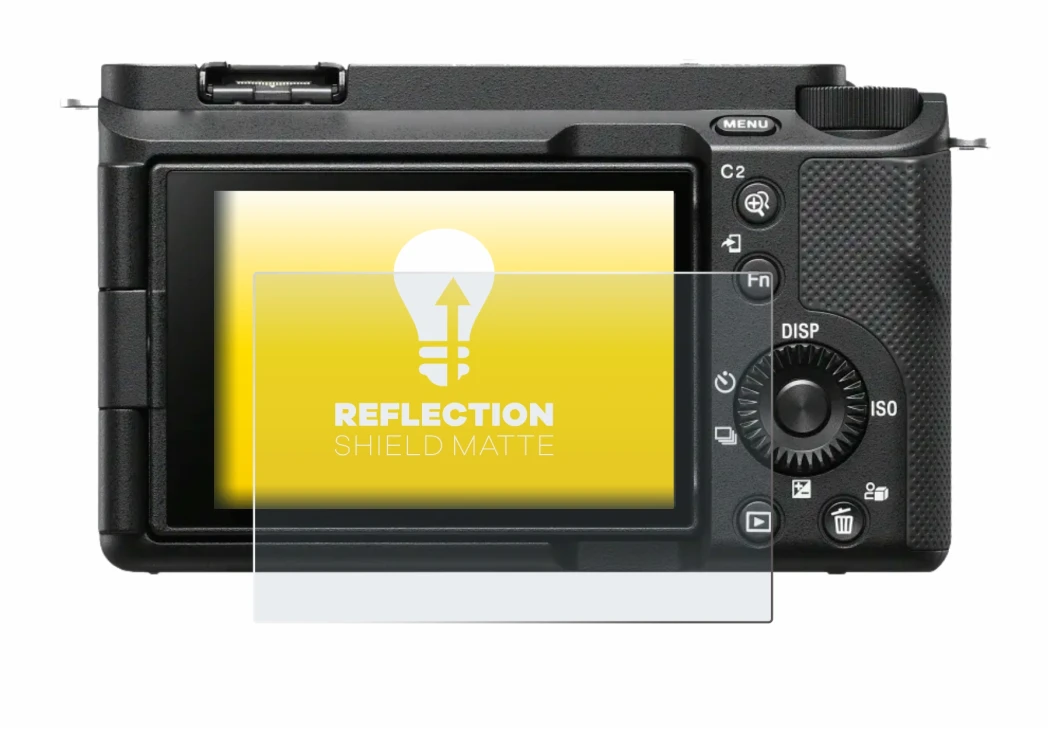 Abbildung des Geräts Sony Alpha ZV-E1 mit einer Vielzahl des Displayschutzes.