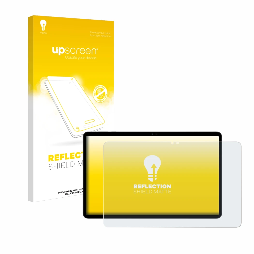 Vorderseite einer Produktverpackung mit dem Markenlogo upscreen. Daneben ist das Gerät Honor Pad X9 mit dem zugehörigen Displa