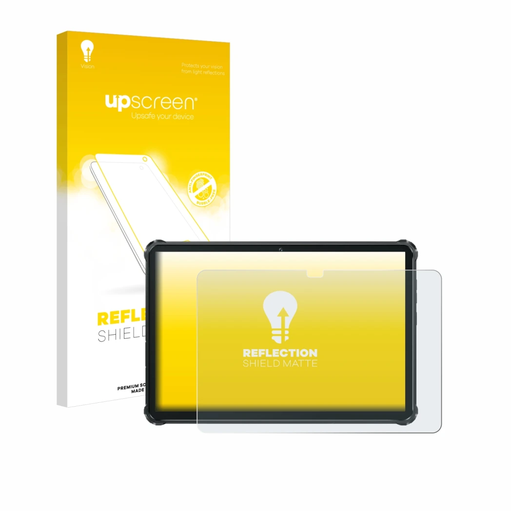 Vorderseite einer Produktverpackung mit dem Markenlogo upscreen. Daneben ist das Gerät Oukitel RT7 Titan mit dem zugehörigen D