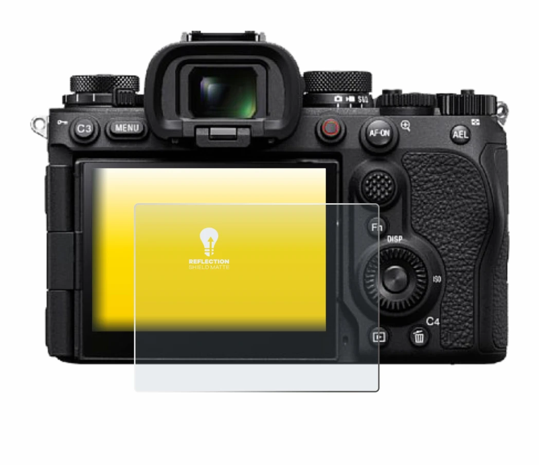 Abbildung des Geräts Sony Alpha 9 III mit einer Vielzahl des Displayschutzes.