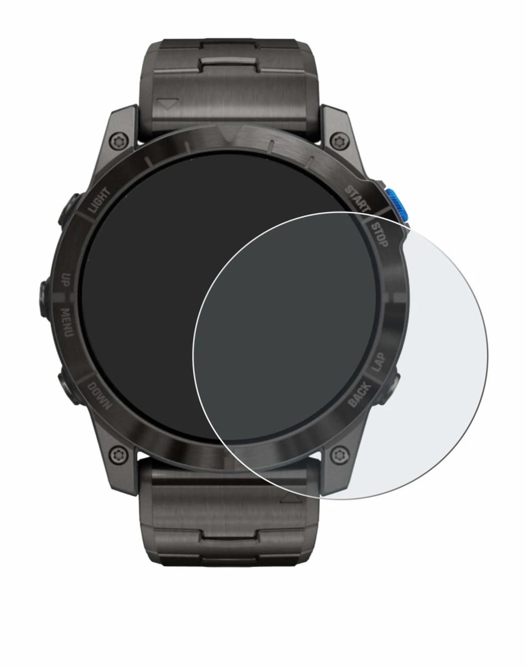 Abbildung des Geräts Garmin D2 Mach 1 Pro mit einer Vielzahl des Displayschutzes.
