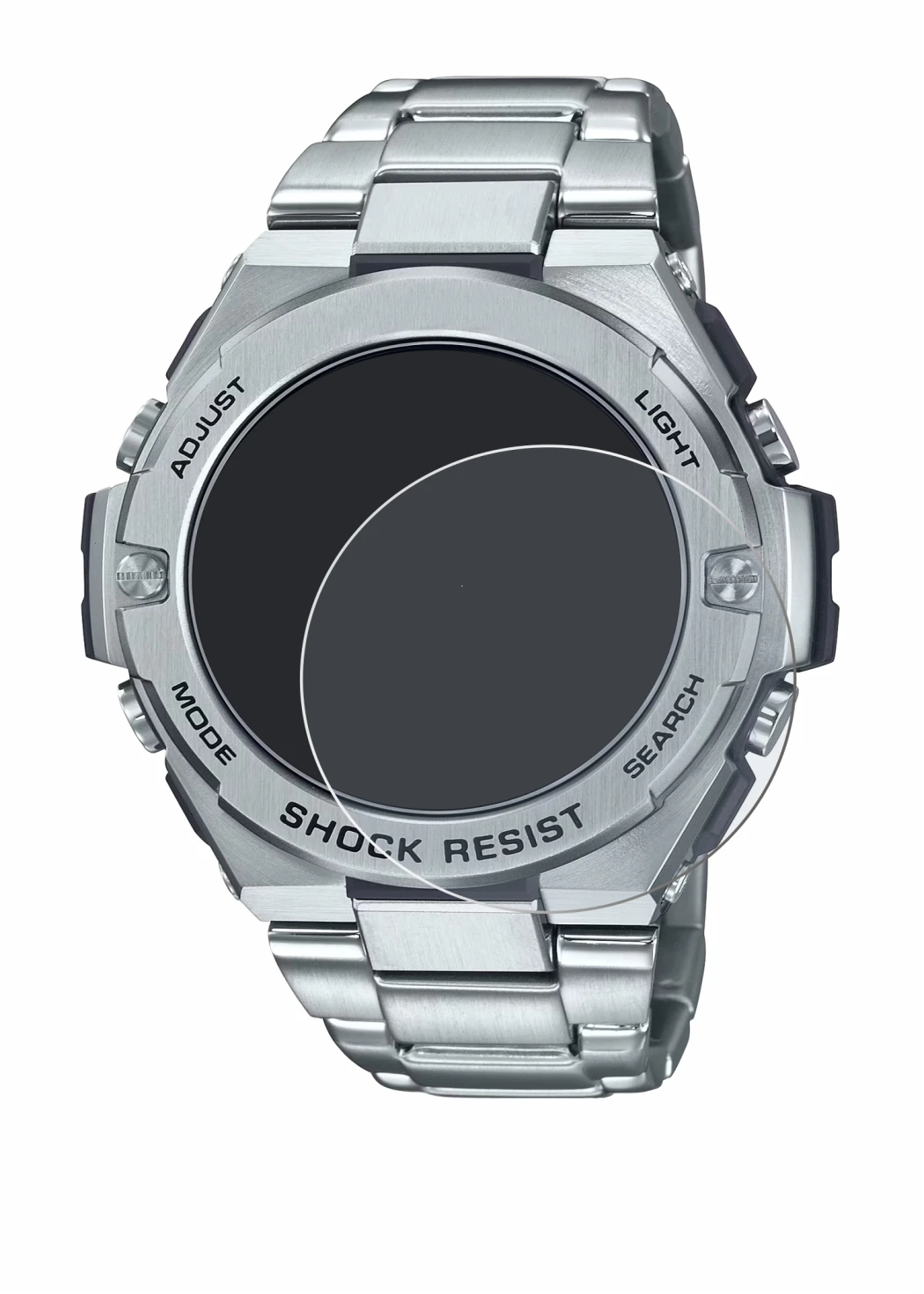 Abbildung des Geräts Casio G-Shock GST-B500D-1A mit einer Vielzahl des Displayschutzes.