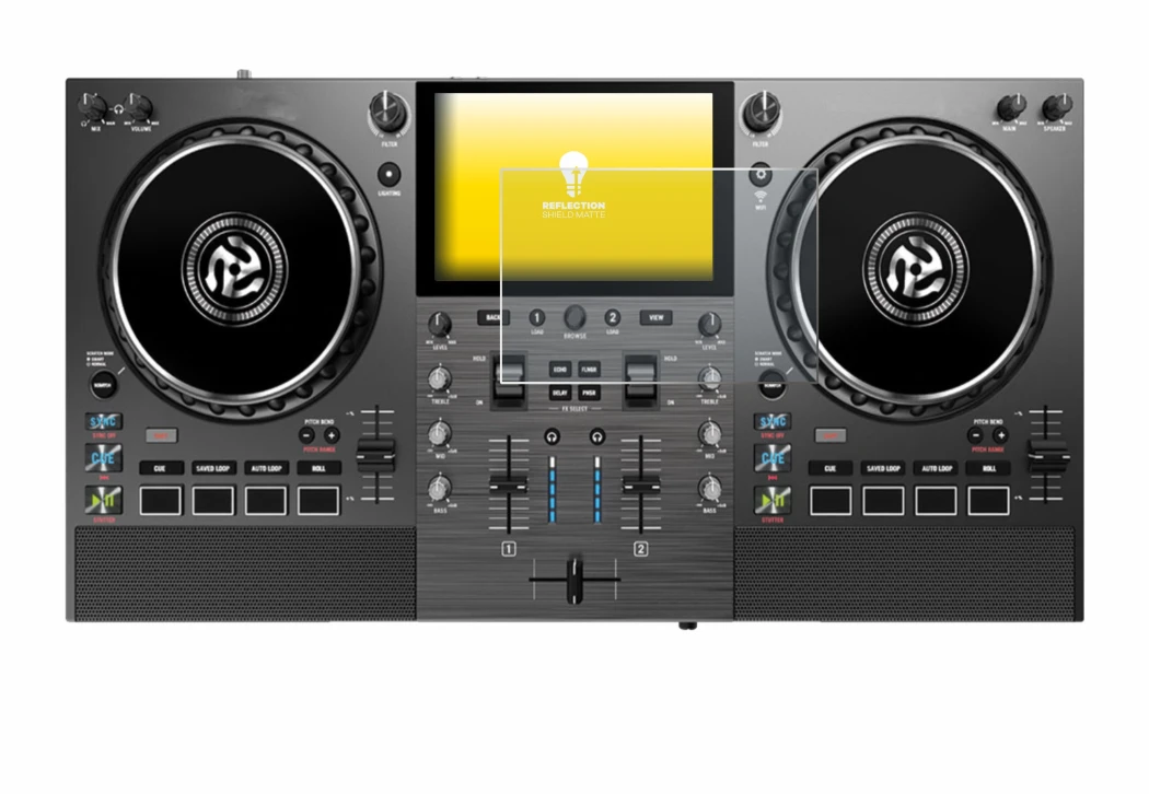 Abbildung des Geräts Numark Mixstream Pro Go mit einer Vielzahl des Displayschutzes.