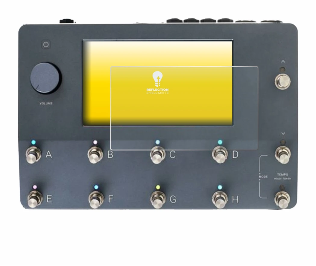 Abbildung des Geräts Neural DSP Quad Cortex mit einer Vielzahl des Displayschutzes.