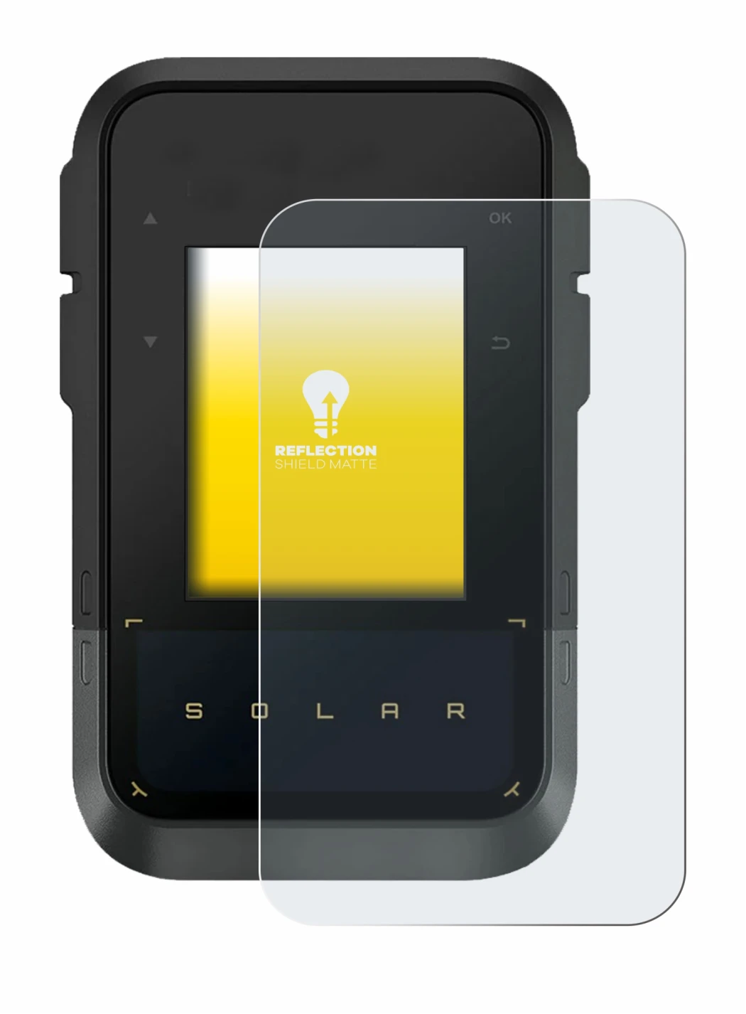 Abbildung des Geräts Garmin eTrex Solar mit einer Vielzahl des Displayschutzes.
