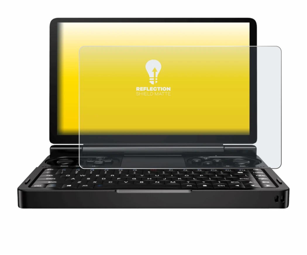 Abbildung des Geräts GPD Win Mini (2024) mit einer Vielzahl des Displayschutzes.