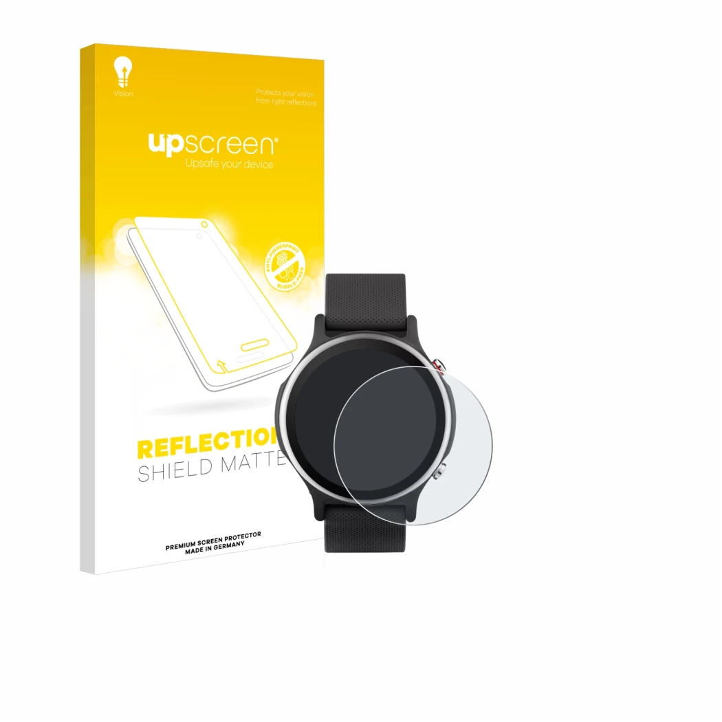 Vorderseite einer Produktverpackung mit dem Markenlogo upscreen. Daneben ist das Gerät ASUS VivoWatch 6 mit dem zugehörigen Di