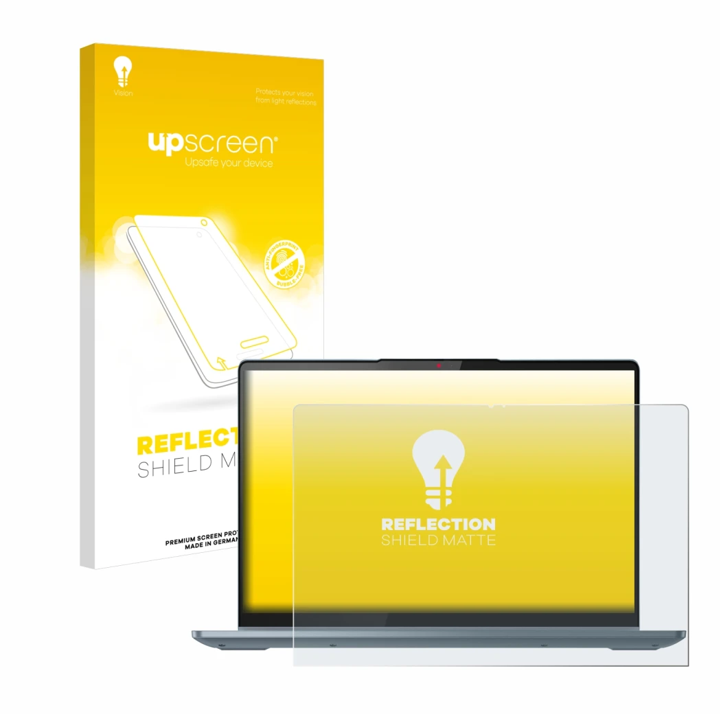 Vorderseite einer Produktverpackung mit dem Markenlogo upscreen. Daneben ist das Gerät Lenovo IdeaPad 5i 2-in-1 Gen 9 14