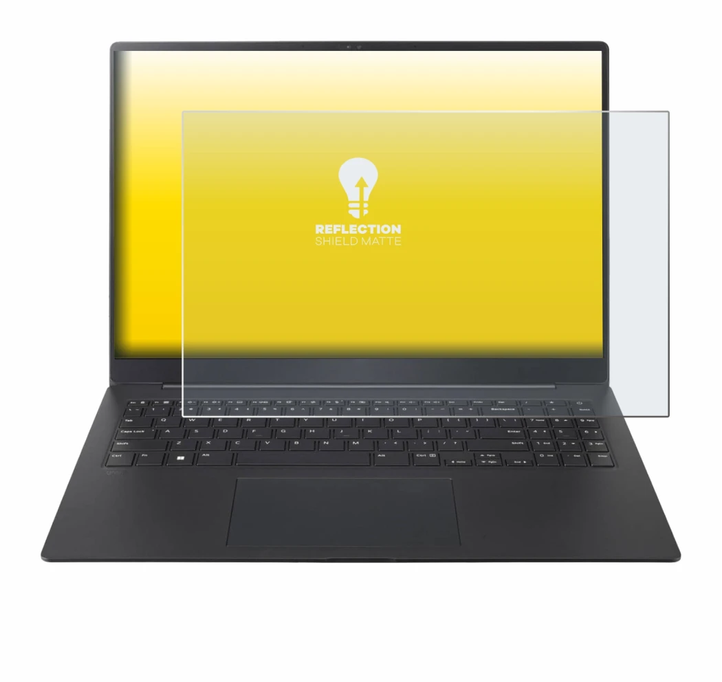 Abbildung des Geräts LG gram Pro 16 2024 mit einer Vielzahl des Displayschutzes.