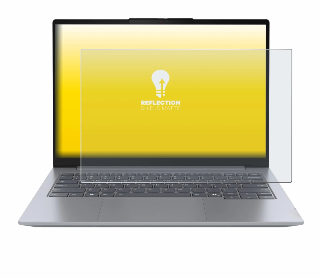 Abbildung des Geräts Lenovo ThinkBook 14 Gen 7 mit einer Vielzahl des Displayschutzes.