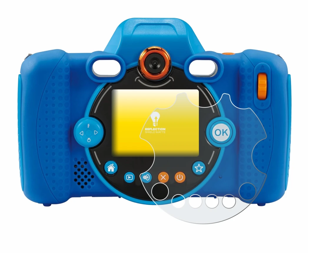 Abbildung des Geräts Vtech Kidizoom Duo FX mit einer Vielzahl des Displayschutzes.