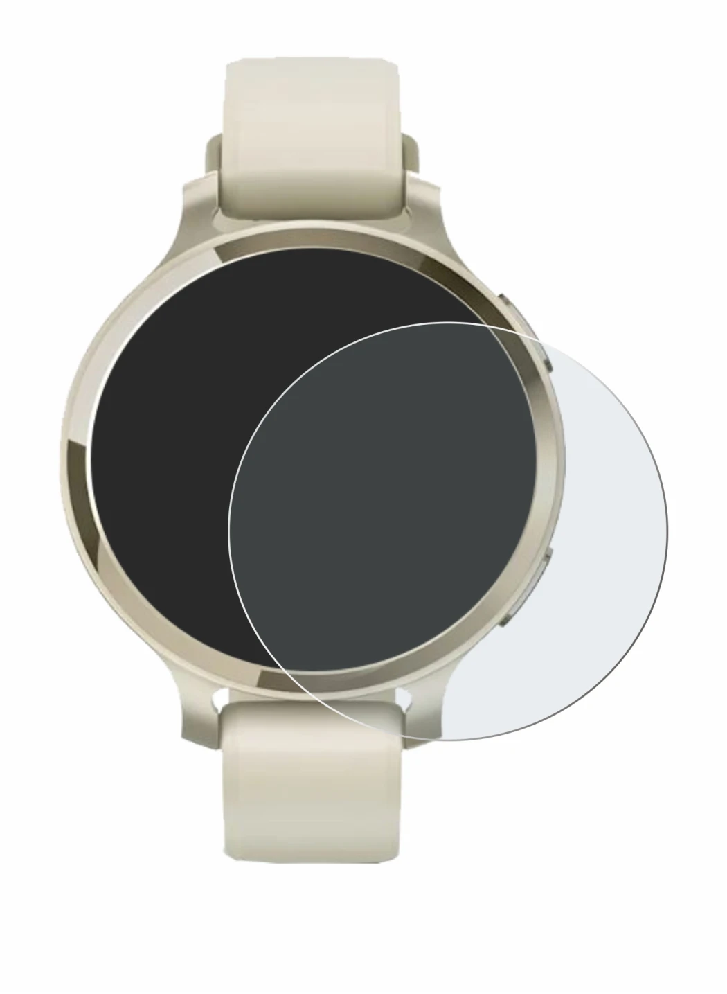 Abbildung des Geräts Garmin Lily 2 Active mit einer Vielzahl des Displayschutzes.