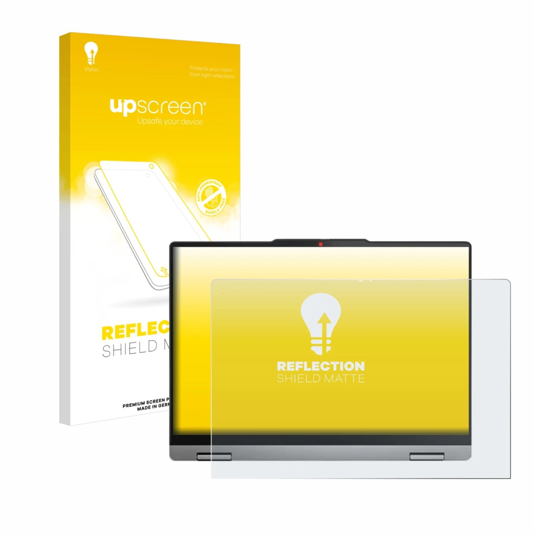 Vorderseite einer Produktverpackung mit dem Markenlogo upscreen. Daneben ist das Gerät Lenovo IdeaPad 5x 2-in-1 Gen 9 14