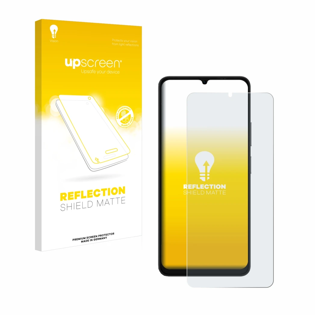 Vorderseite einer Produktverpackung mit dem Markenlogo upscreen. Daneben ist das Gerät Ulefone Note 20 Pro mit dem zugehörigen